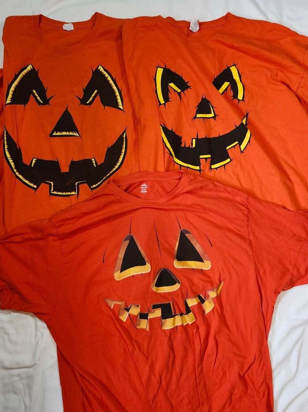 Unisex Halloween Jack-O-Lantern Pumpkin Face Graphic T-Shirt 3 shirts total